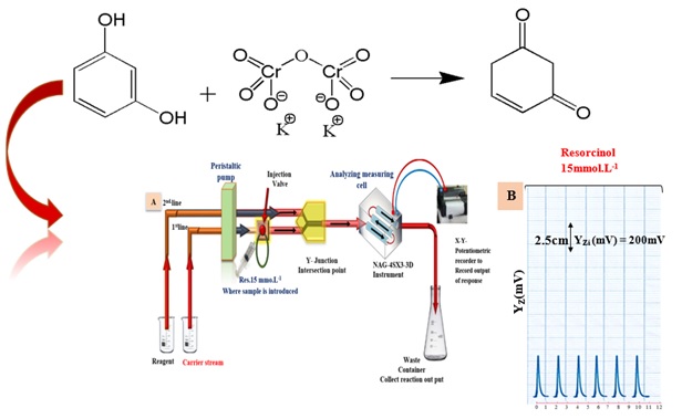 Continuous flow injection analysis via NAG-4SX3-3D analyzer utilized to determination of resorcinol 