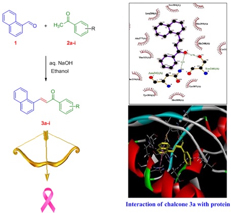 Synthesis, Molecular Docking, and Biological Evaluation of Some New Naphthalene-Chalcone Derivatives as Potential Anticancer Agent on MCF-7 Cell Line by MTT Assay